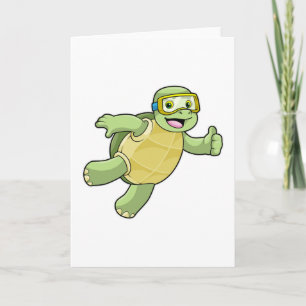 Schildkröte beim Schwimmen mit Schwimmbrille Karte