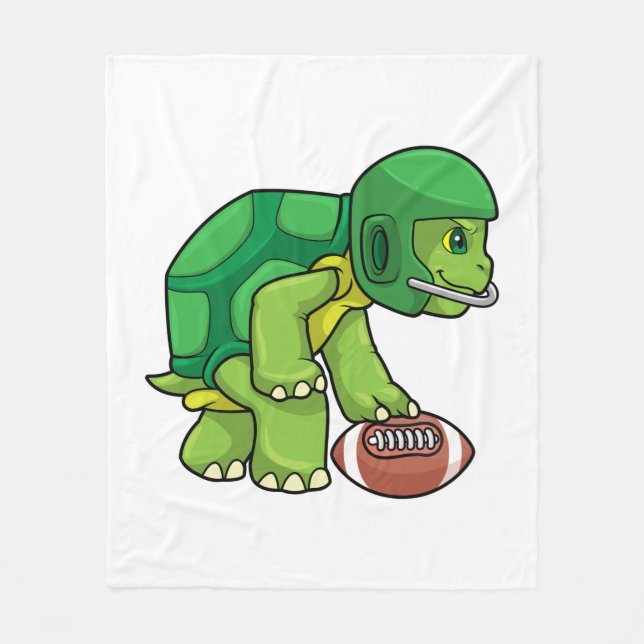 Schildkröte beim Sport mit Fußball und Helm Fleecedecke (Vorderseite)