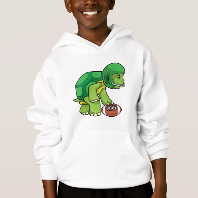 Schildkröte beim Sport mit Fußball und Helm Hoodie (Vorderseite)