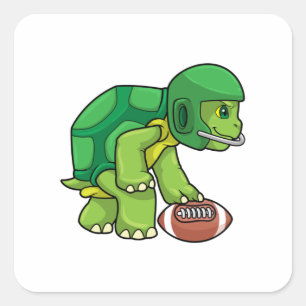 Schildkröte beim Sport mit Fußball und Helm Quadratischer Aufkleber