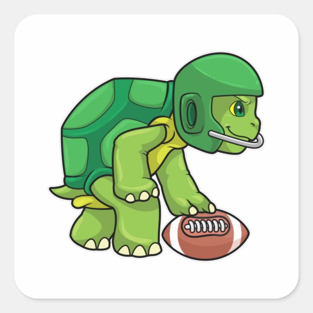 Schildkröte beim Sport mit Fußball und Helm Quadratischer Aufkleber (Vorderseite)