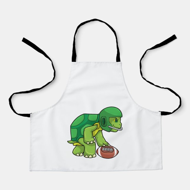 Schildkröte beim Sport mit Fußball und Helm Schürze (Vorderseite)