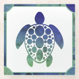 Schildkröte - blau glasuntersetzer