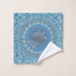 Schildkröte Blauer Mandala Waschlappen