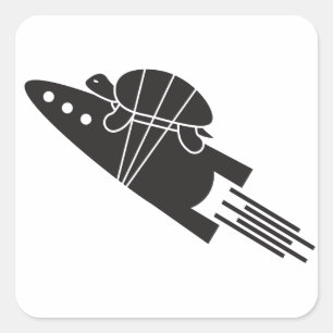 Schildkröte, die ein Rakete 🐢🚀 reitet Quadratischer Aufkleber