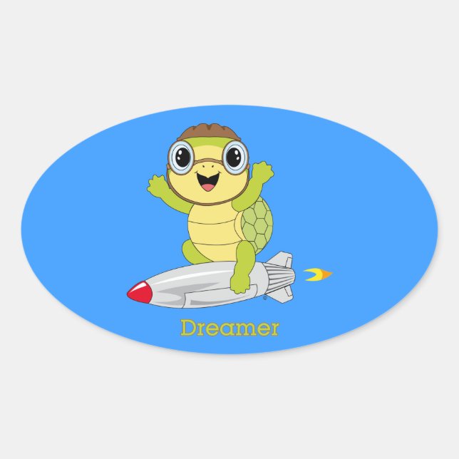 Schildkröte Dreamer™-Aufkleber Ovaler Aufkleber (Vorderseite)