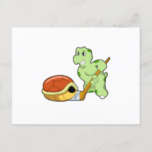 Schildkröte Eishockey Eishockeyschläger Postkarte