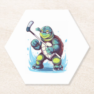 Schildkröte Eishockeyspieler Hockeyschläger Torwar Untersetzer