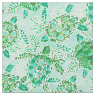 SCHILDKRÖTE-FLOSS Grün-Aqua-Aquarell Stoff