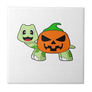Schildkröte Halloween-Kürbis Klassisches T-Shirt Fliese