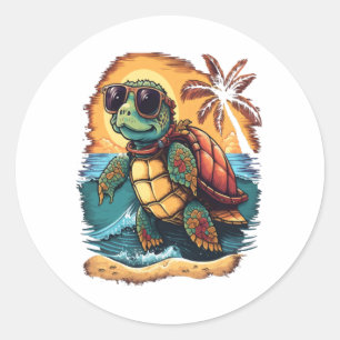Schildkröte Hawaii Sea Turtles Hawaii Tropical Bea Runder Aufkleber