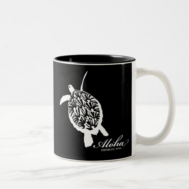 Schildkröte Hawaiis Aloha Honu Zweifarbige Tasse (Rechts)