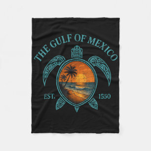 Schildkröte im Golf von Mexiko Est. 1550 Retro Vin Fleecedecke