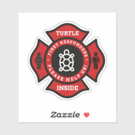 Schildkröte im Innern - Warnung für das Brandamt Aufkleber