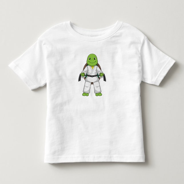 Schildkröte im Kampfsport mit schwarzem Gürtel Kleinkind T-shirt (Vorderseite)