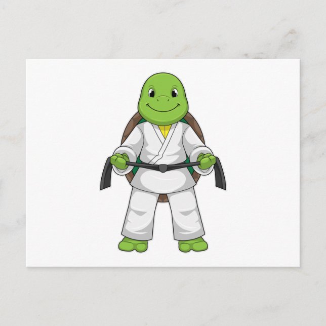 Schildkröte im Kampfsport mit schwarzem Gürtel Postkarte (Vorderseite)