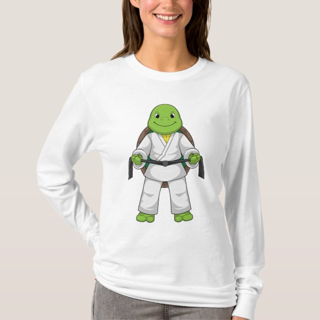 Schildkröte im Kampfsport mit schwarzem Gürtel T-Shirt (Vorderseite)