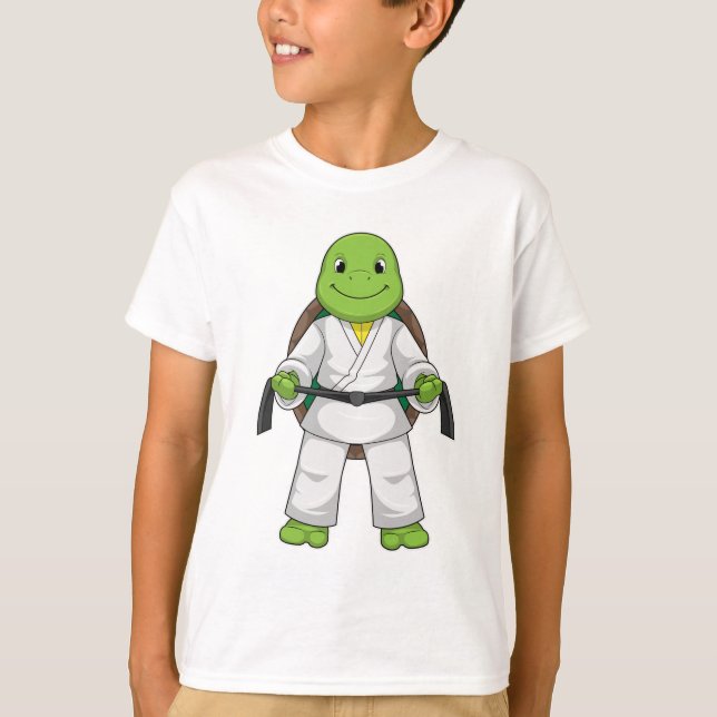 Schildkröte im Kampfsport mit schwarzem Gürtel T-Shirt (Vorderseite)