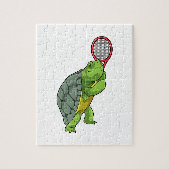 Schildkröte im Tennis mit Tennisschläger (Vertikal)