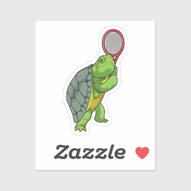 Schildkröte im Tennis mit Tennisschläger Aufkleber (Blatt)