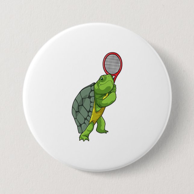 Schildkröte im Tennis mit Tennisschläger Button (Vorderseite)
