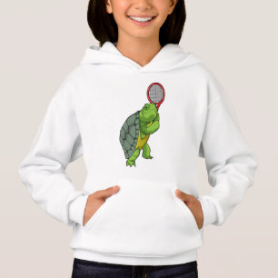 Schildkröte im Tennis mit Tennisschläger Hoodie