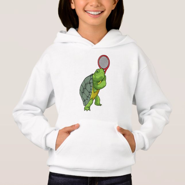 Schildkröte im Tennis mit Tennisschläger Hoodie (Vorderseite)
