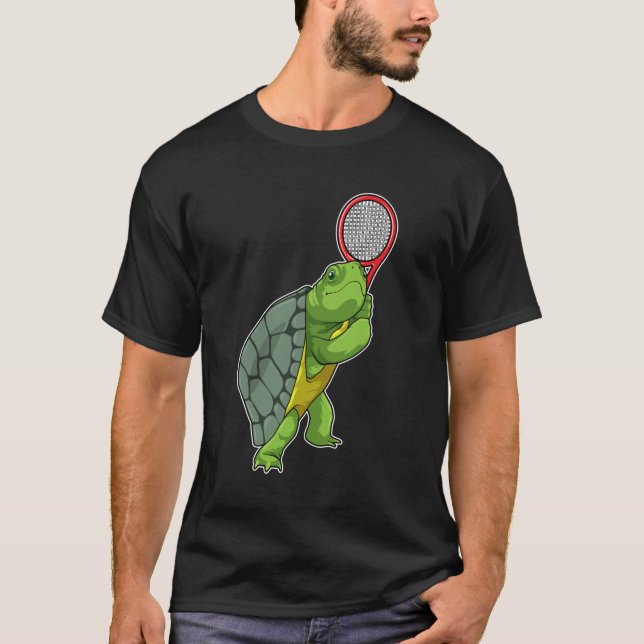 Schildkröte im Tennis mit Tennisschläger T-Shirt (Vorderseite)