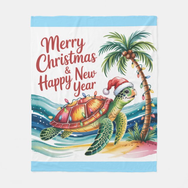 Schildkröte im Weihnachtsparadies Fleecedecke (Vorderseite)