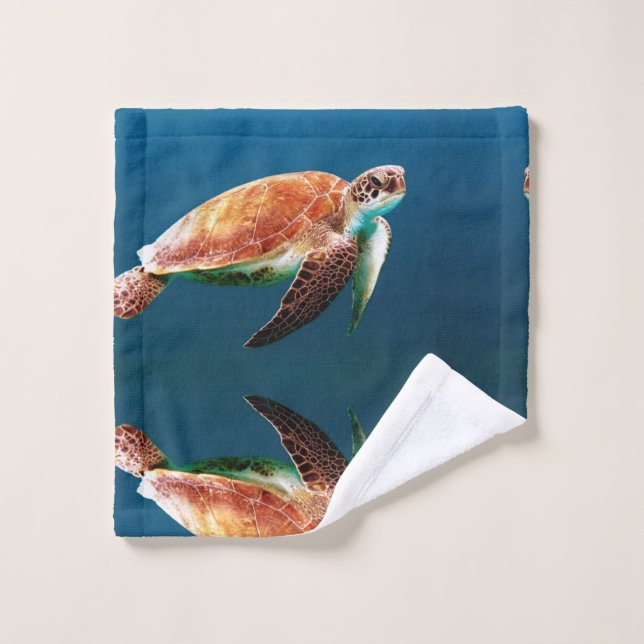 Schildkröte in der Blauen See Waschlappen (Waschlappen)
