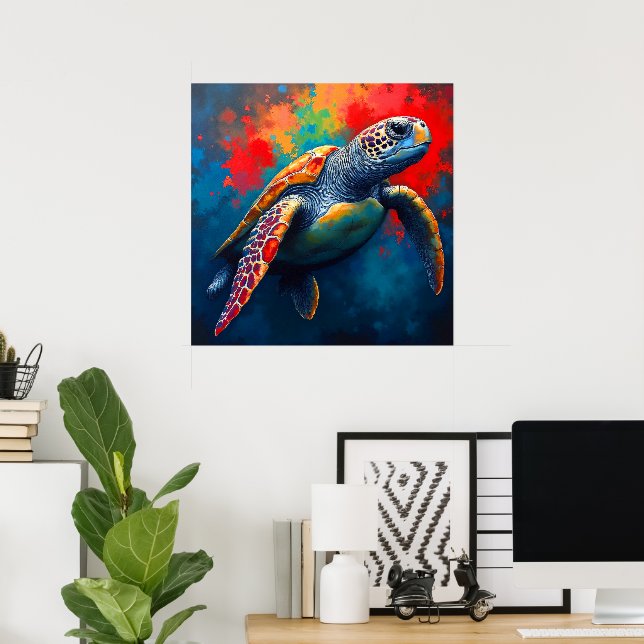 Schildkröte in der Tiefsee Poster (Heimbüro)