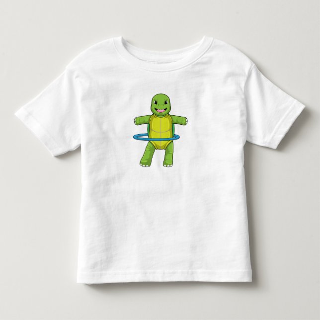 Schildkröte in Fitness mit Fitness-Reifen Kleinkind T-shirt (Vorderseite)