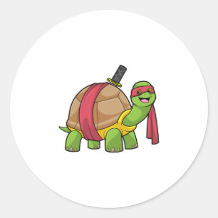 Schildkröte in Kampfkunst mit Schwert Runder Aufkleber