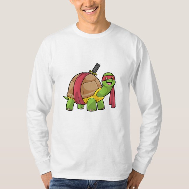 Schildkröte in Kampfkunst mit Schwert T-Shirt (Vorderseite)