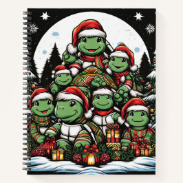 Schildkröte ist glücklich mit Weihnachtsgeschenken Notizbuch