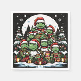 Schildkröte ist glücklich mit Weihnachtsgeschenken Serviette