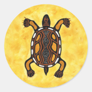 Schildkröte - Kunstmalerei Runder Aufkleber
