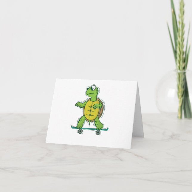 Schildkröte liebt Skateboard fahren Einladung (Vorderseite)