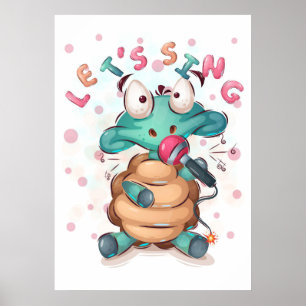 Schildkröte Lover Niedlich Turtle singt Poster