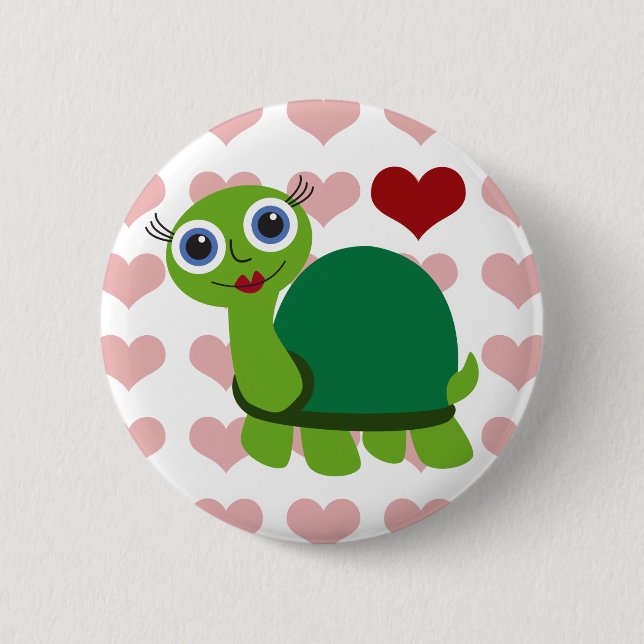 Schildkröte-Mädchen Button (Vorderseite)