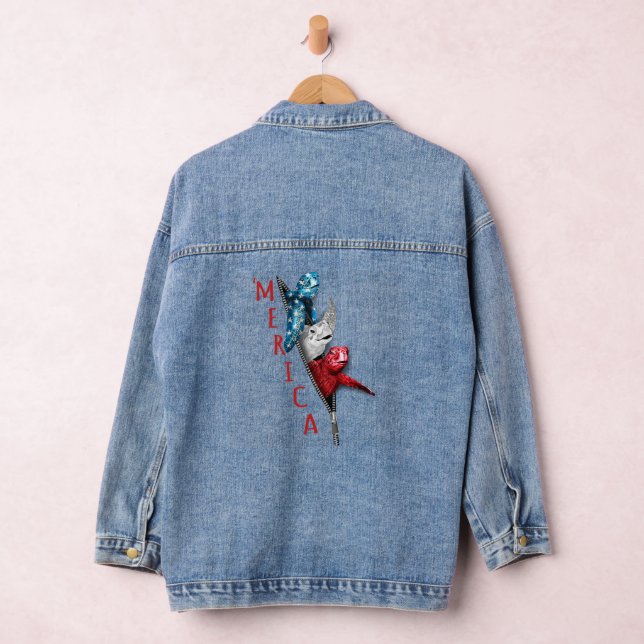 Schildkröte Merica Schildkröte in Zipper Funny Ame Jeansjacke (Hangar)