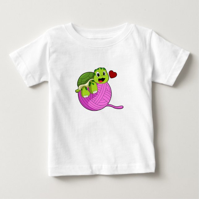 Schildkröte mit Ball of Wool Baby T-shirt (Vorderseite)