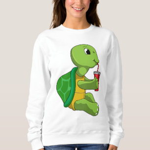 Schildkröte mit Drink Tasse mit Stroh Sweatshirt
