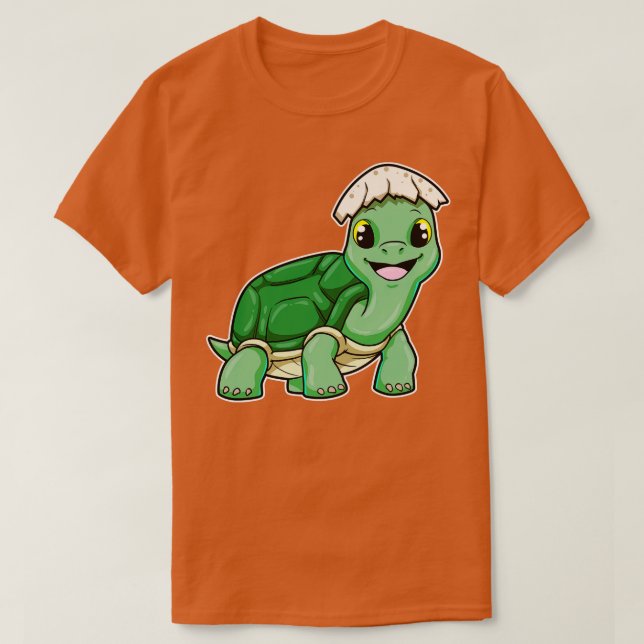 Schildkröte mit Ei-Muschel T-Shirt (Design vorne)