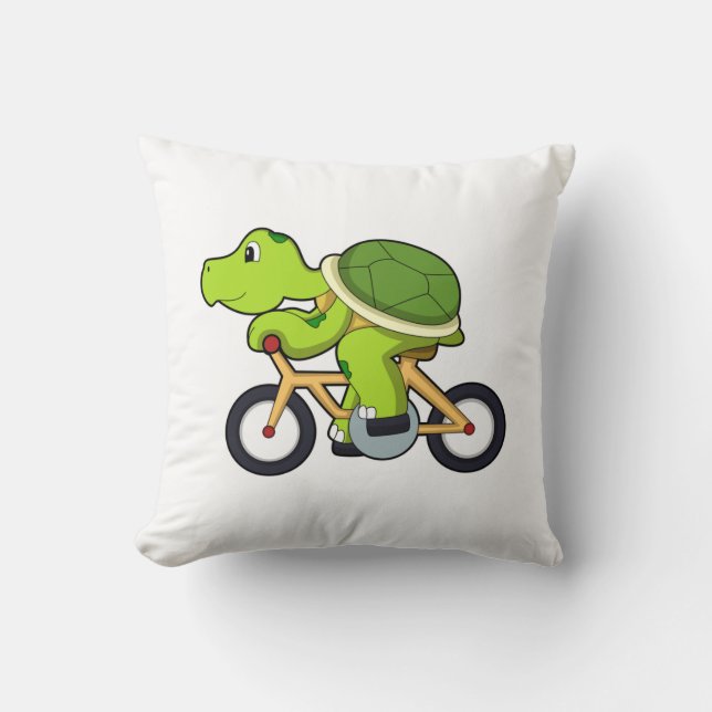 Schildkröte mit Fahrrad.PNG Kissen (Vorderseite)