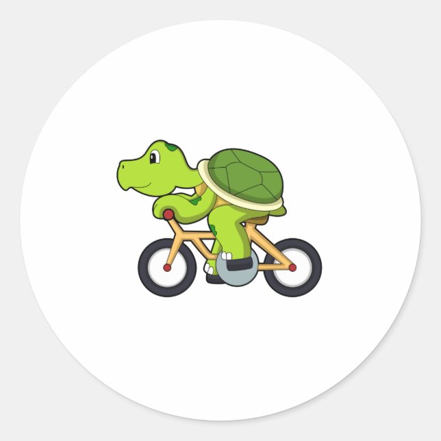 Schildkröte mit Fahrrad.PNG Runder Aufkleber (Vorderseite)