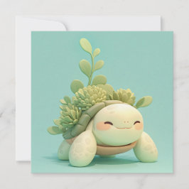 Schildkröte mit grünem Sukkulentengarten Postkarte