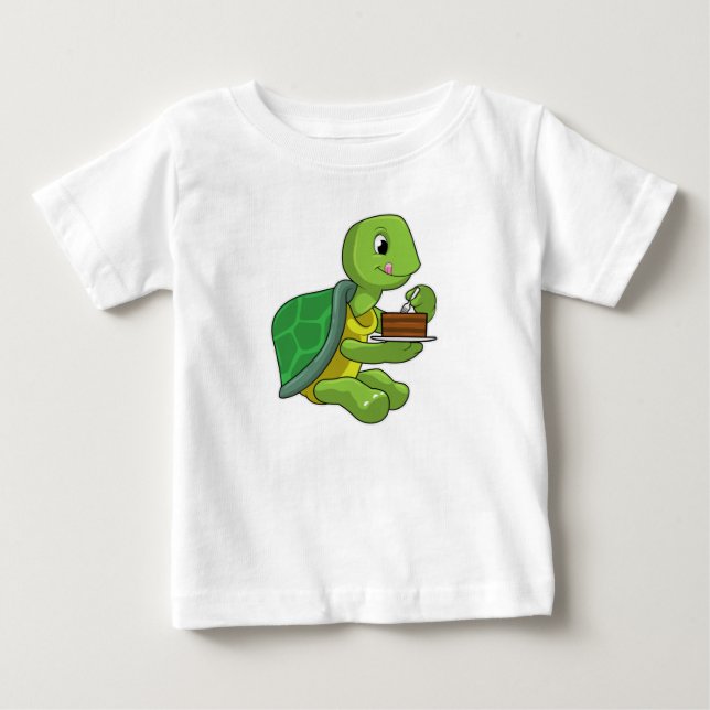 Schildkröte mit Kuchen Baby T-shirt (Vorderseite)