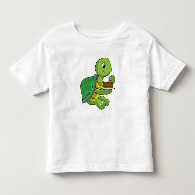 Schildkröte mit Kuchen Kleinkind T-shirt (Vorderseite)