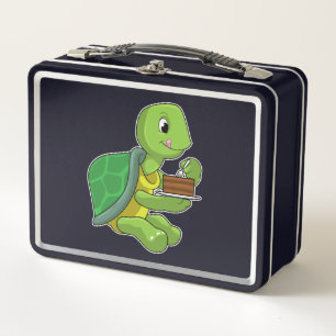 Schildkröte mit Kuchen Metall Brotdose